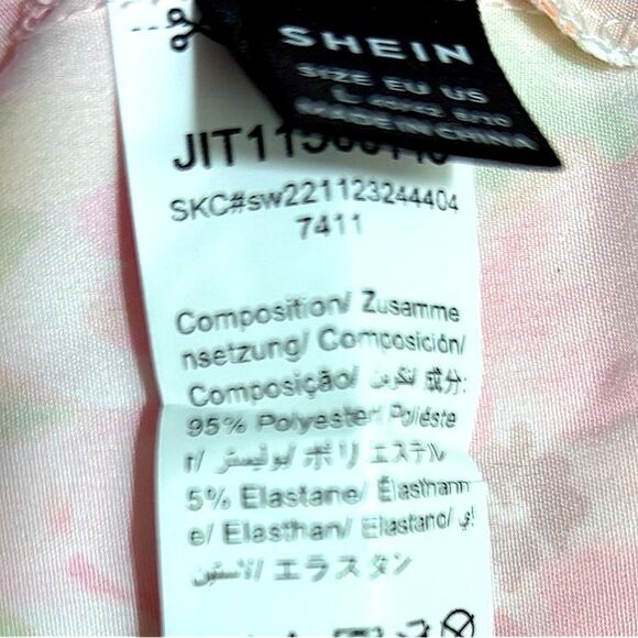 SHEIN Floral Print Puff Sleeve Smock Mini Dress Size Large NWOT - Picture 4 of 8